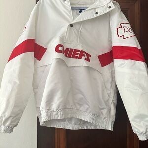 STARTER White and Red Windbreaker Jacket Lightweight and Sporty